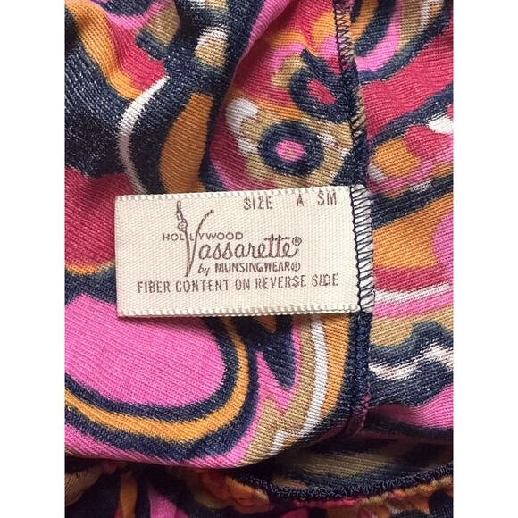 Vintage Hollywood Vasserette Skirt Slip Sz S Paisley Pink Blue Pattern Floral - Picture 9 of 11